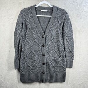 Autumn Cashmere Chunky Cable Knit Cardigan Women's Size S Classic Capsule Granny